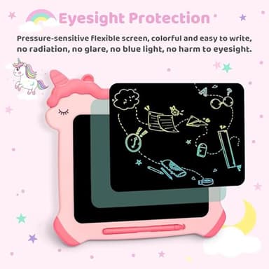Kikapabi LCD Writing Tablet for Kids, Unicorn Colorful Screen Doodle Board, Electronic Drawing Pad, Educational Toy, Toddlers Travel Toy, Christmas Birthday Gift for 3 4 5 6 7 Year Old Girls Pink - Image 3