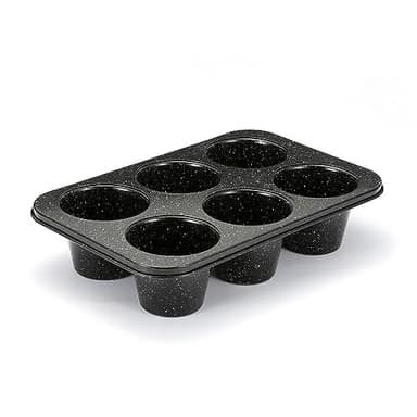 Monfish Jumbo muffin pan 6 Cup, deep muffin pan extra large cupcake tin black granite finish carbon steel baking pan 3.5dia x3 inch cup - Image 4