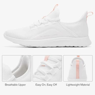 ALEADER Womens Tennis Shoes Slip On Nurse Shoes for Walking Running Trainning Wokout Sneakers White Peach Size 7.5 US - Image 7