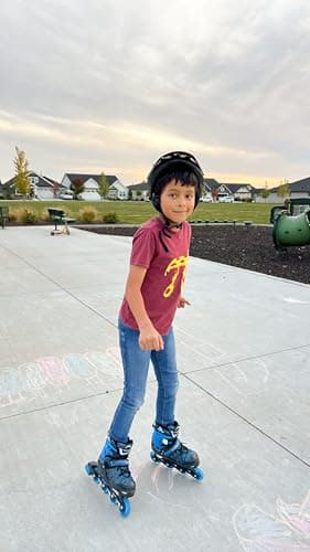 Inline Skates for Boys, Outdoor Adjustable Roller Skates for Kids Youth Beginners with Full Illuminating Safe Durable Blue Size 1 2 3 4 - Image 4