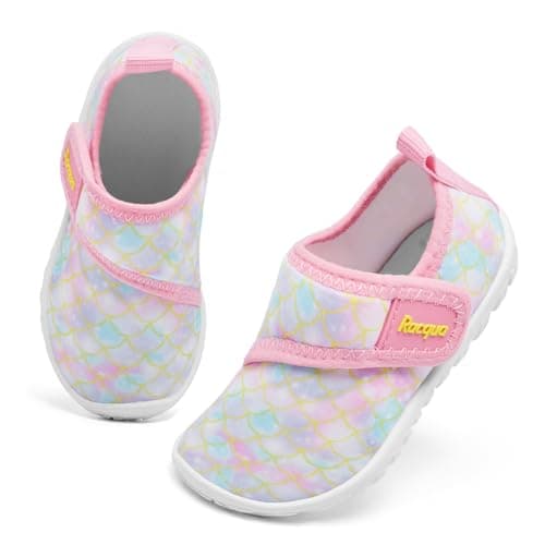 Racqua Baby Water Shoes Barefoot Quick Dry Beach Swim Pool Shoes Aqua Sport Boating Surfing Lightweight Shoes Infant Girls Mermaid 12-18Months - Image 1