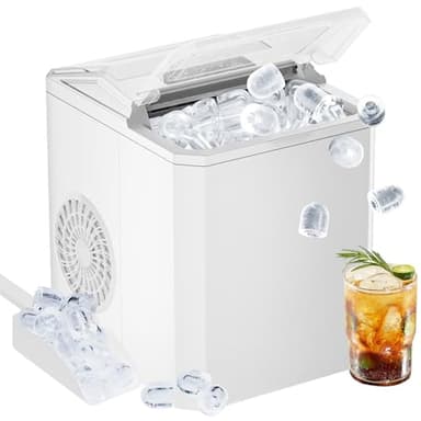 Sweetcrispy Countertop Ice Maker, Portable Ice Machine Self-Cleaning, 9 Cubes in 6 Mins, 26 lbs/24Hrs, 2 Sizes of Bullet Ice for Home Party Office - Image 1