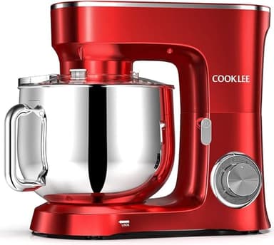 COOKLEE Stand Mixer, 9.5 Qt. 660W 10-Speed Electric Kitchen Mixer with Dishwasher-Safe Dough Hooks, Flat Beaters, Wire Whip & Pouring Shield Attachments for Most Home Cooks, Ruby Red - Image 8