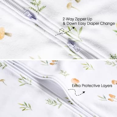 david's kids Micro Fleece Baby Sleep Sack 0-6 Months, Warm Baby Wearable Blankets with 2-Way Zipper, 2 Pack Sleeping Bags for Infant Newborn Boys Girls Neutral, Small Size, Forest/Woodland Animals - Image 6