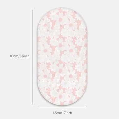 Gllquen Baby Muslin Bassinet Sheets 3 Pack, Breathable Elastic Cozy Fitted Cotton Bassinet Mattress Sheet for Baby Boy Girls, Fit for Hourglass Oval Rectangular Cradle Pad Sheets 33"x17" (Pink) - Image 3