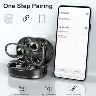 Wireless Earbuds, Bluetooth 5.4 Headphones Sports, 50H Playback Over-Ear buds with ENC Noise Cancelling Mic, Deep Bass Fitness Earphones with Earhooks, IP7 Waterproof Headset for Gym Running Workout - Image 5