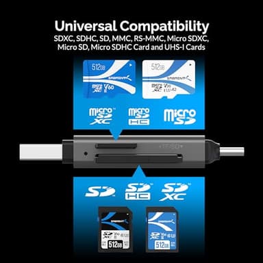 SABRENT SD Card Reader, High-Speed USB C to Micro SD Card Adapter, USB 3.0 OTG Dual Slots Memory Card Reader & 3.0 OTG – High Speed Micro SD Card Reader for SD, SDHC, SDXC, MMC, T-Flash (CR-BCA2) - Image 3