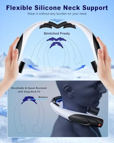 Tenvolti Portable Neck Fan- Hands Free Personal Fan, 6 Speeds 6000mAh Long-Lasting Battery Faster Cooling, USB-C Rechargeable, 360° Airflow, Quiet Gifts for Women Men Office Travel Outdoor - Image 6
