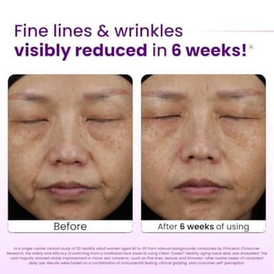 Clean Skin Club Healthy Aging Clean Towels® XL, Smooths Fine Lines Wrinkles & Texture in 6 weeks, Treated for Extra Softness, Disposable Face Towels, Anti Aging Makeup Remover Dry Wipe, 50 count - Image 2