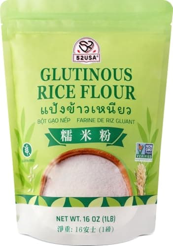 52USA Glutinous Rice Flour 16 Ounce (Basic), 1 Pound (Pack of 1), Rice Flour for Baking or Cooking, Product of THAILAND, All Natural White Rice Flour, Vegan - Image 1