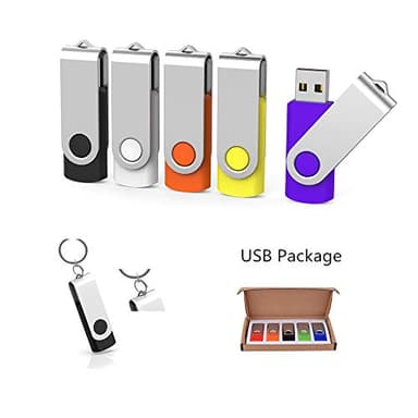 Aiibe 5 Pack 64GB USB Flash Drive 64 GB Flash Drives Thumb Drive Swivel USB Stick USB 2.0 Pen Drive (64G, 5 Mixed Colors: Black Red Yellow White Purple) - Image 7