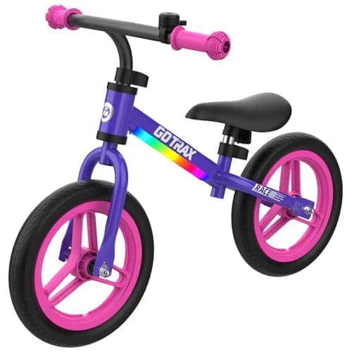 Gotrax KS12 Balance Bike, 12" Toddlers Push Bike with LED Light, Adjustable Seat & Handlebar, Flat-Free Tires & Easy Assembly Kids Bicycle, Lightweight & No Pedal, Gift for Boys Girls, Purple - Image 1