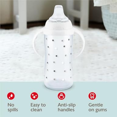 NUK Learner Cup, 10 Oz, Pack of 2, Disney's Stitch – Soft Spout, Easy-Grip Handles, BPA Free, Spill Proof Transition Sippy Cup - Image 3