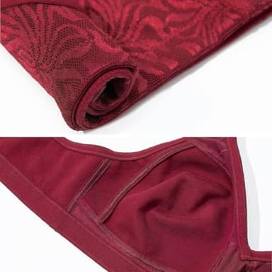 Deyllo Women's Full Coverage Plus Size Comfort Minimizer Bra Wirefree Non Padded(Red,48C) - Image 6