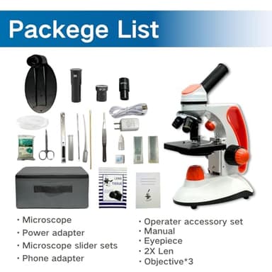 MicroMarvels Metal Body Compound Microscope for Students, 40X-2000X Dual LED Light, Biological Microscope for Home School Lab, with Type-C Power & Phone Adapter - Image 7