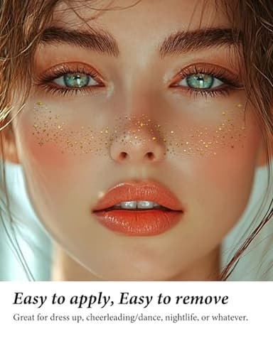 XICZH Face Glitter, Gold Temporary Face Tattoos Stickers, Body Face Glitter for Women Girls, Country Concerts Singer Festival Rave Accessories (Gold - 10 pcs) - Image 2