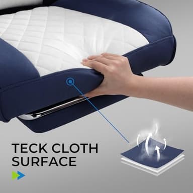 GTRACING Gaming Chair,Office Chair with Pocket Spring Lumbar Support, Ergonomic Comfortable Wide Office Desk Computer Chair with Outward Fixed Soft Armrests and Footrest (Fabric, Dark Blue & White) - Image 7