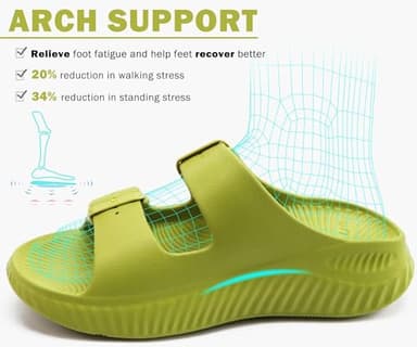KuaiLu Womens Recovery Sandals Comfort Plantar Fasciitis Arch Support Ladies Orthopedic Adjustable Strap Sport Walking Slides Slip On Athletic Cushion Slippers Summer Pool Beach Sandles Green Size 9 - Image 3