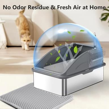 Stainless Steel Litter Box, Extra Large Litter Boxes for Big Cats, XL Metal Cat Litter Box with Lid, Anti-Urine Leakage, Non-Sticky, Include Cat Mat and Litter Scoop - Image 7