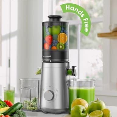 SMALLHOO Juicer Machines, 5.8" Wide Feed Chute Cold Press Juicer for Whole Vegetables & Fruits, High Juice Yield, BPA Free (Slivery) - Image 8