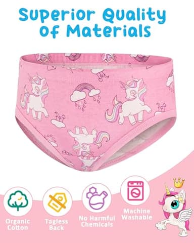 JAHSIYI Girls Underwear Size 6 100% Cotton Toddler Panties 6T Stretch Briefs Kids Clothes Unicorn Underpants 6 Pack Cute Undies Small 6X 5-6 Years Old - Image 4