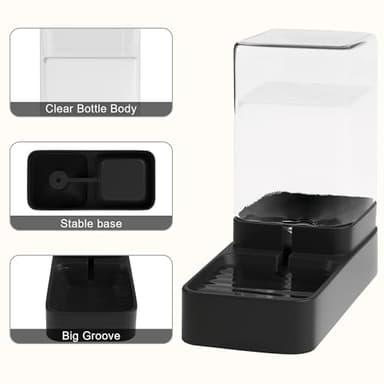 Wefeedy Automatic Cat Feeder and Water Dispenser in Set with Pet Food Bowl,Gravity Dog Waterer and Food Feeder for Small Medium Dog Cat Puppy Kitten Large Capacity(3.3L,Black) - Image 5