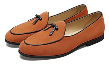 Journey West Suede Tassel Loafer for Women Slip-on Belgian Penny Loafers Shoes for Women Brown US 7.5 - Image 2