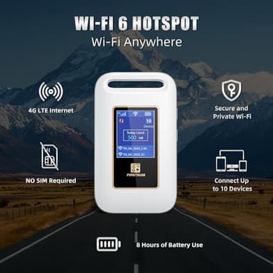 Firstnum M4 4G LTE Mobile Hotspot, ESIM Compact Portable WiFi Hotspot for Travel, No SIM Card or Contract Required, Hotspot Device Connect Up to 10 Devices, 1GB Free US Data Monthly, White - Image 2