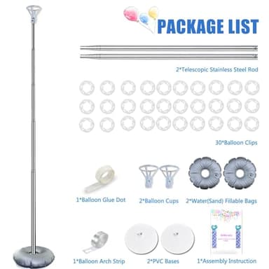 GIMCALO Balloon Column Stand Kit Set of 2, 7ft Height Adjustable Balloon Arch Kit, Metal Telescopic Pillar Balloon Stand, Birthday Party, Graduation, Wedding Christmas Decorations - Image 5