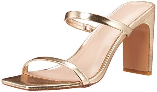 The Drop Women's Avery Square Toe Two Strap High Heeled Sandal, Gold, 9.5 - Image 1