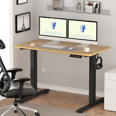 FLEXISPOT EN1 Whole-Piece Standing Desk 55x28 Electric Height Adjustable Desk for Home Office and Computer Workstation (Black Frame + 55" Maple Top, 2 Packages) - Image 2