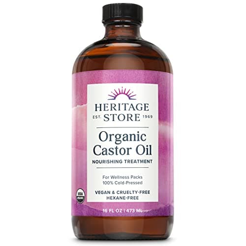 HERITAGE STORE Organic Castor Oil - Glass Bottle - Nourishing Treatment for Hair and Skin - Eyelash Serum for Eyelashes, Brows, Castor Oil Packs - Cold Pressed, Hexane Free, Vegan 16oz - Image 1