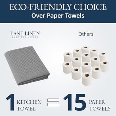 LANE LINEN Cotton Kitchen Towels and Dish Cloths Set, 6-Pack – Absorbent, Quick-Drying Dish Towel, 18" x 28", Soft, Premium Hand and Tea Towels - Grey - Image 7
