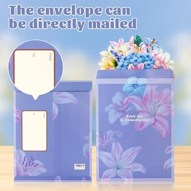 Airpark Pop Up Flower Card, 3D Greeting Card – Colorful Lily Bouquet – For Mom, Teacher – Thank You, Birthday, Mother’s Day Card - Image 8