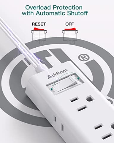 Cruise Essentials - Flat Plug Power Strip, Addtam 5 ft Ultra Flat Extension Cord with 6 Outlets Extender, No Surge Protector for Cruise Ship, Travel, Dorm, Home Office, ETL Listed - Image 6