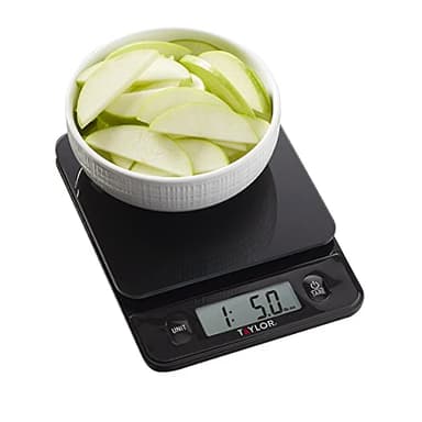 Taylor Glass Top Food Scale with Touch Controls, 11 lb Capacity, Sleek Black Design for Precision Food Measurement in Grams and Ounces - Image 7