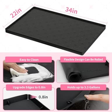 Sdpeia Under Sink Mat 34"×22" – Waterproof Silicone Cabinet Liner & Sink Protector for Kitchen & Bathroom, Multi-Purpose Organizers Tray for Pets, Laundry, Cat Litter Mat, Black - Image 3