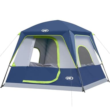 UNP 4-Person Tent, Portable Cabin Tent, Camping Tent 4-Person Easy Set Up, Waterproof with Top Rainfly for Outdoor Camping/Hiking (Dark Blue) - Image 1