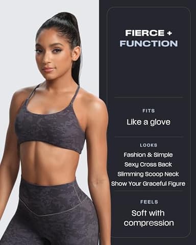 Aoxjox Women's Workout Sports Bras Fitness Ivy Low Impact Bra Yoga Crop Tank (Cloud Navy, Medium) - Image 2