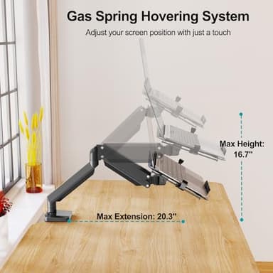 MOUNT PRO Laptop Arm Mount for Desk, 2 in 1 Function Monitor Laptop Stand, Fits Max 17" Notebook and 32" Computer Screen, Aluminum Single Monitor Holder with Adjustable Tray, Holds up to 19.8lbs - Image 7