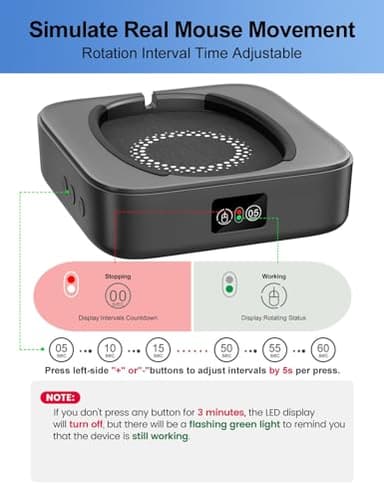 Meatanty Mouse Mover Undetectable, Super-Silent Mouse Jiggler Device Move Randomly, Automatic Wiggler Shaker Giggler, Adjustable Interval Timer, Keep Computer Laptop Active for Office Home Remote Work - Image 3