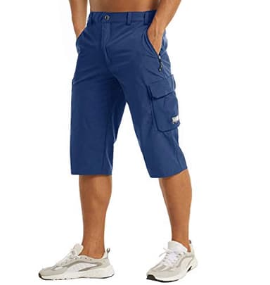MAGCOMSEN Mens Long Shorts Long Cargo Shorts for Men Below Knee Mens Cargo Shorts Capri Shorts for Men Tactical Shorts Below Knee Shorts Men Royal Blue - Image 1