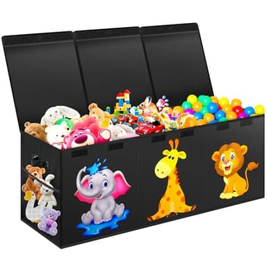 Mabahoo Extra Large Toy Box, Collapsible Storage Organizer with Lids, Cute Animals Toybox for Boys Girls, 40"x14"x16" Kids Toy Chest Sturdy Storage Boxes for Living Room Bedroom Playroom Nursery - Image 1