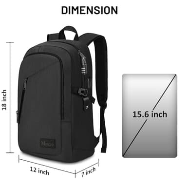 Mancro Business Travel Laptop Backpack, Anti Theft Slim Laptop Bag with USB Charging Port for Men and Women, Water Resistant Computer Bag Fits 15.6 Inch Laptop and Notebook (Black) - Image 5