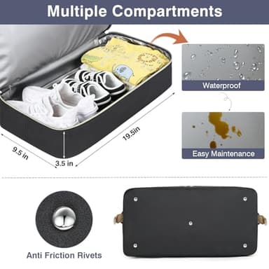 ITIEZY Diaper Tote for Baby - 6Pc Large Mommy Bag with Portable Changing Pad, Waterproof Compartment & Organizer Pouches, Multifunctional Hospital Travel Bag for Mom & Dad - Image 2