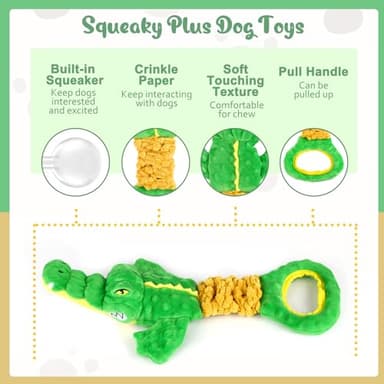 Eneston Large Dog Toys, Plush Squeaky Dog Toy with Crinkle Paper and Tug of War Handle, Interactive Puppy Toys for Small, Medium and Large Dogs - Image 2