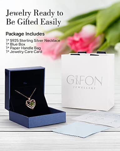 S925 Sterling Silver Necklace for Women, Jewelry for Mom, Birthday Gifts for Wife, Girlfriend Anniversary Necklaces, Daughter Heart Love Jewel, Gift for Her, Aug - Image 5