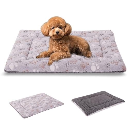 BVAGSS Dog Bed Mat,Reversible Crate Pad, Memory Foam Beds, Soft Warm Pet Cushion for Small Medium Dogs, Washable Pet Sleeping Mattress Kennel Bed Pad XH079 (24''x18''x1.6'',Grey Paw) - Image 1