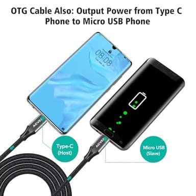 AGVEE 2 Pack 3.3ft USB-C to Micro USB Cable, Gold Plated End Tips, Braided Charger Data Sync Cord Charging Adapter for Micro USB Devices, PS4, Kindle, Android Phone, Dark Gray - Image 3