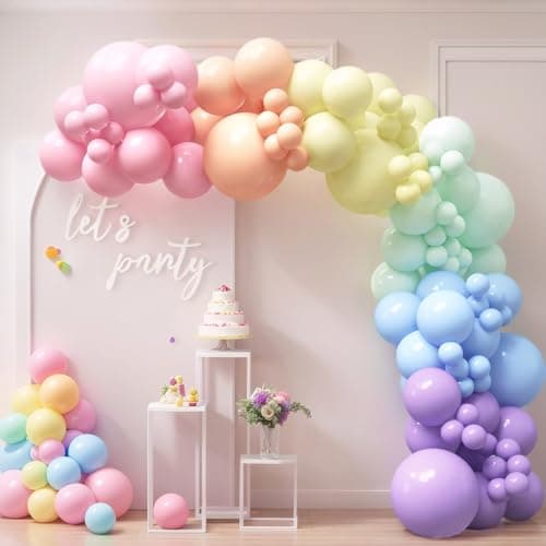 HOUSE OF PARTY 140PCS Pastel Rainbow Balloon Arch Garland Kit - Balloon Arch Kit-Birthday Balloons, Globos para Decoracion de Fiestas | Ideal for valentines day Baby Shower Party Decorations - Image 1